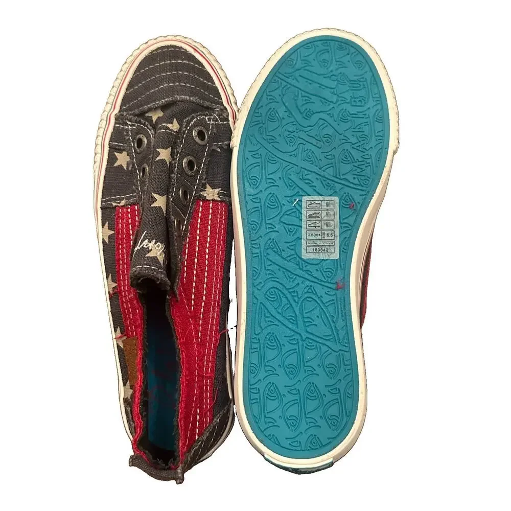 Blowfish Malibu Play Slip-on Sneakers Americana/Stars Stripes Canvas 6.5- New!